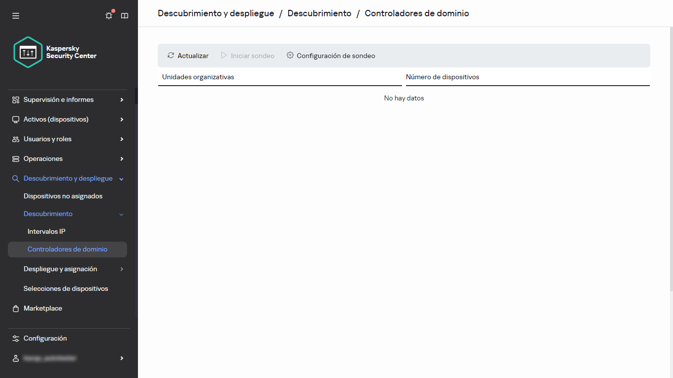 Ventana del sondeo del controlador de dominio.