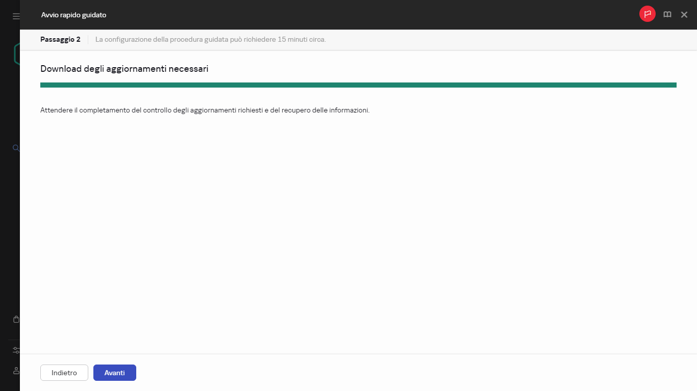 Il passaggio Download degli aggiornamenti richiesti dell'avvio rapido guidato.