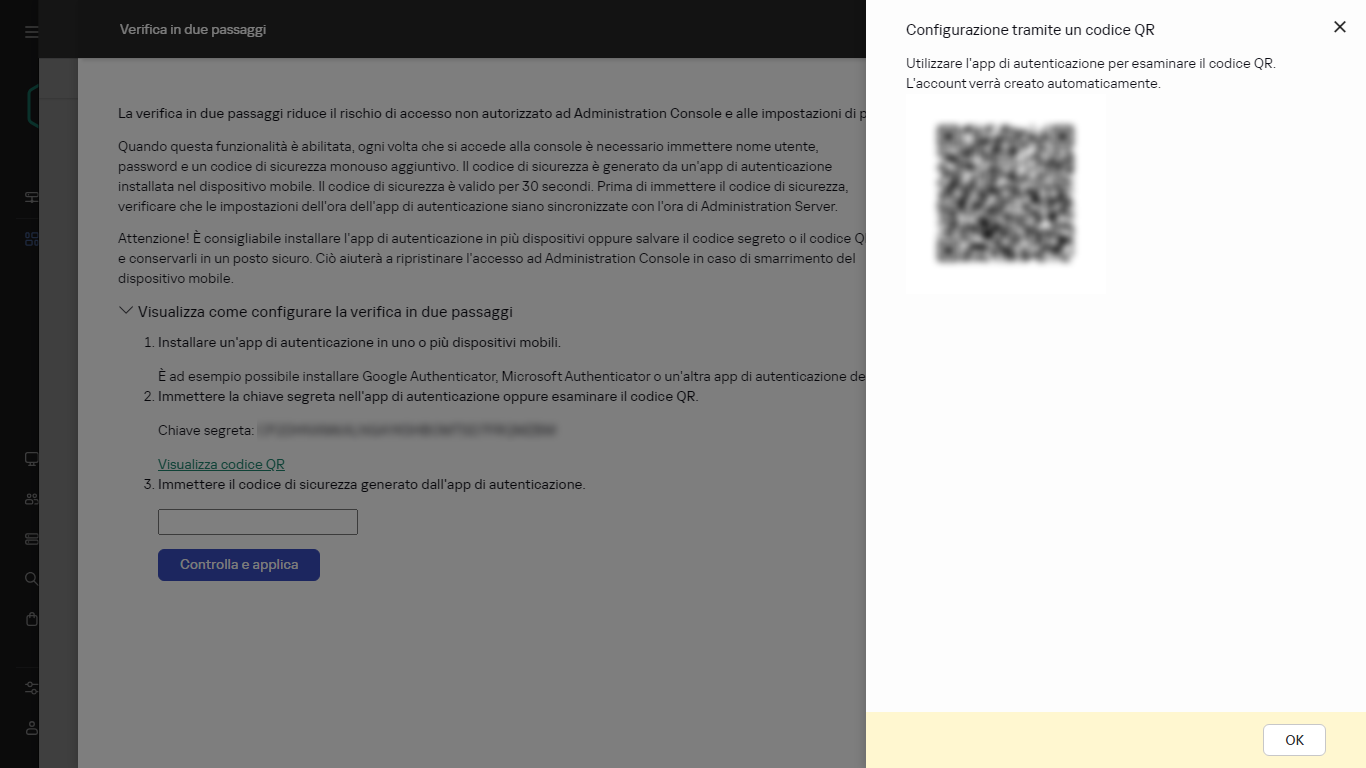 Utilizzo del codice QR per la verifica.