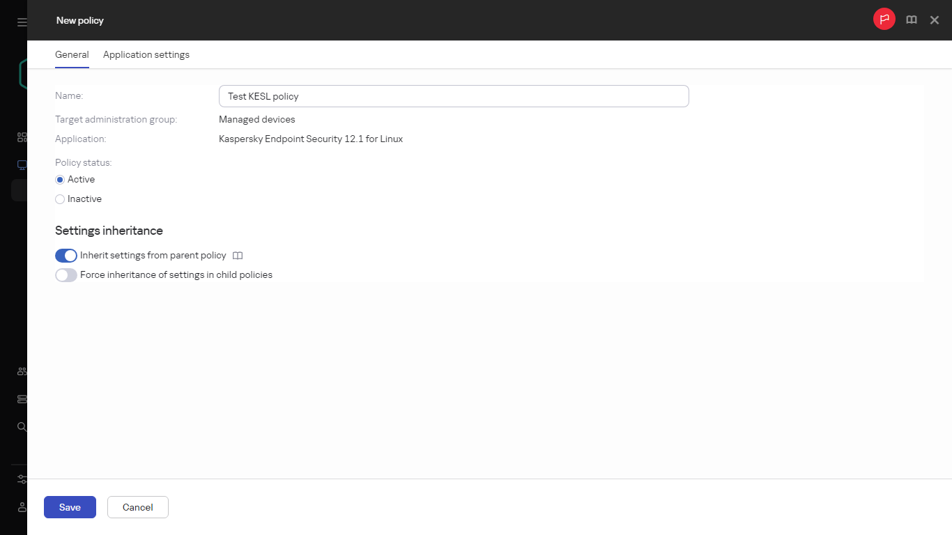 New Policy Settings.