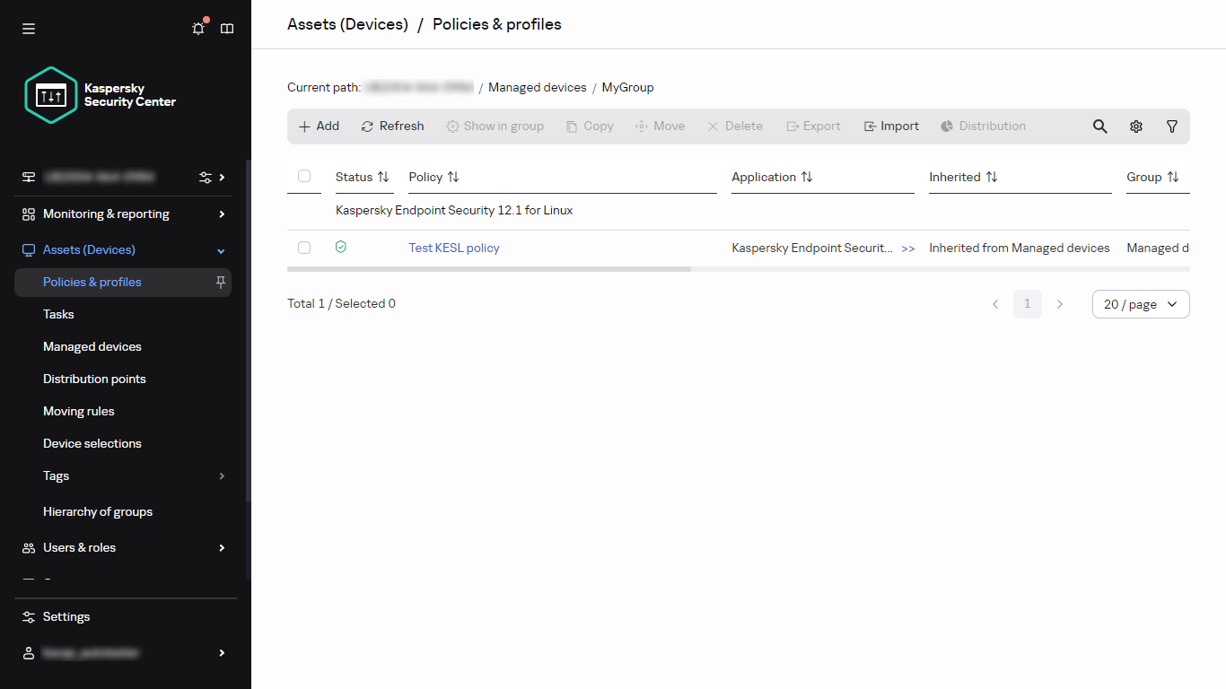 Policy Node in Policies and profiles.