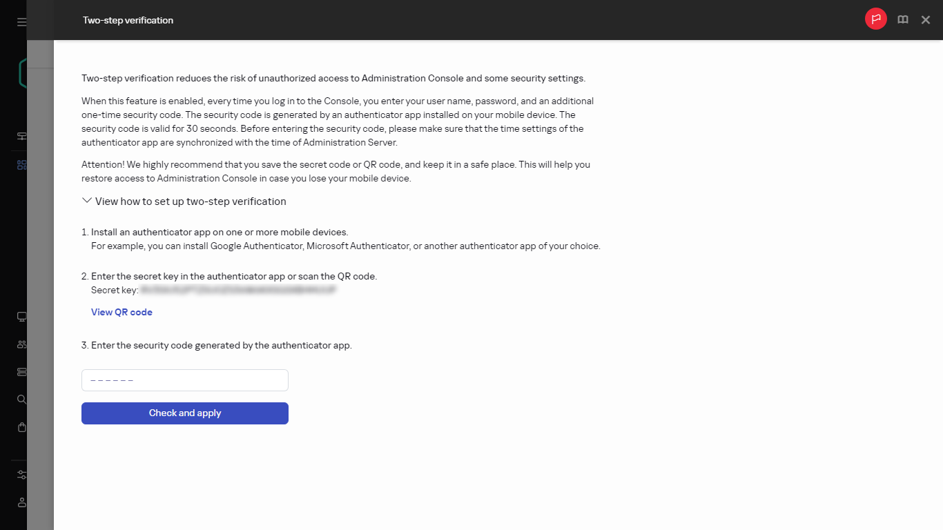 The two-step verification window.