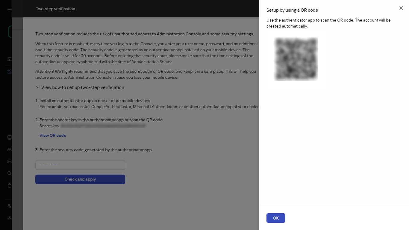 Using QR-code for verification.