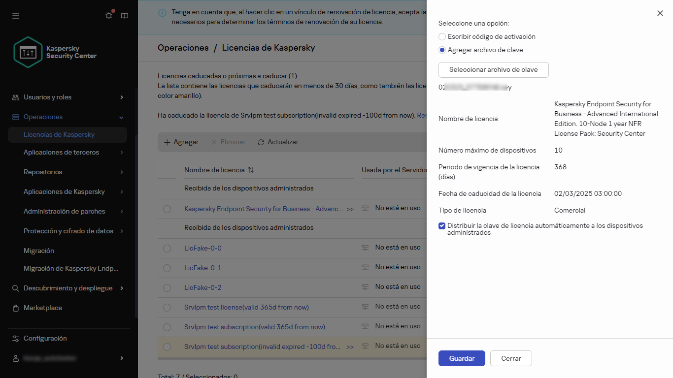 Agregue un archivo de clave.