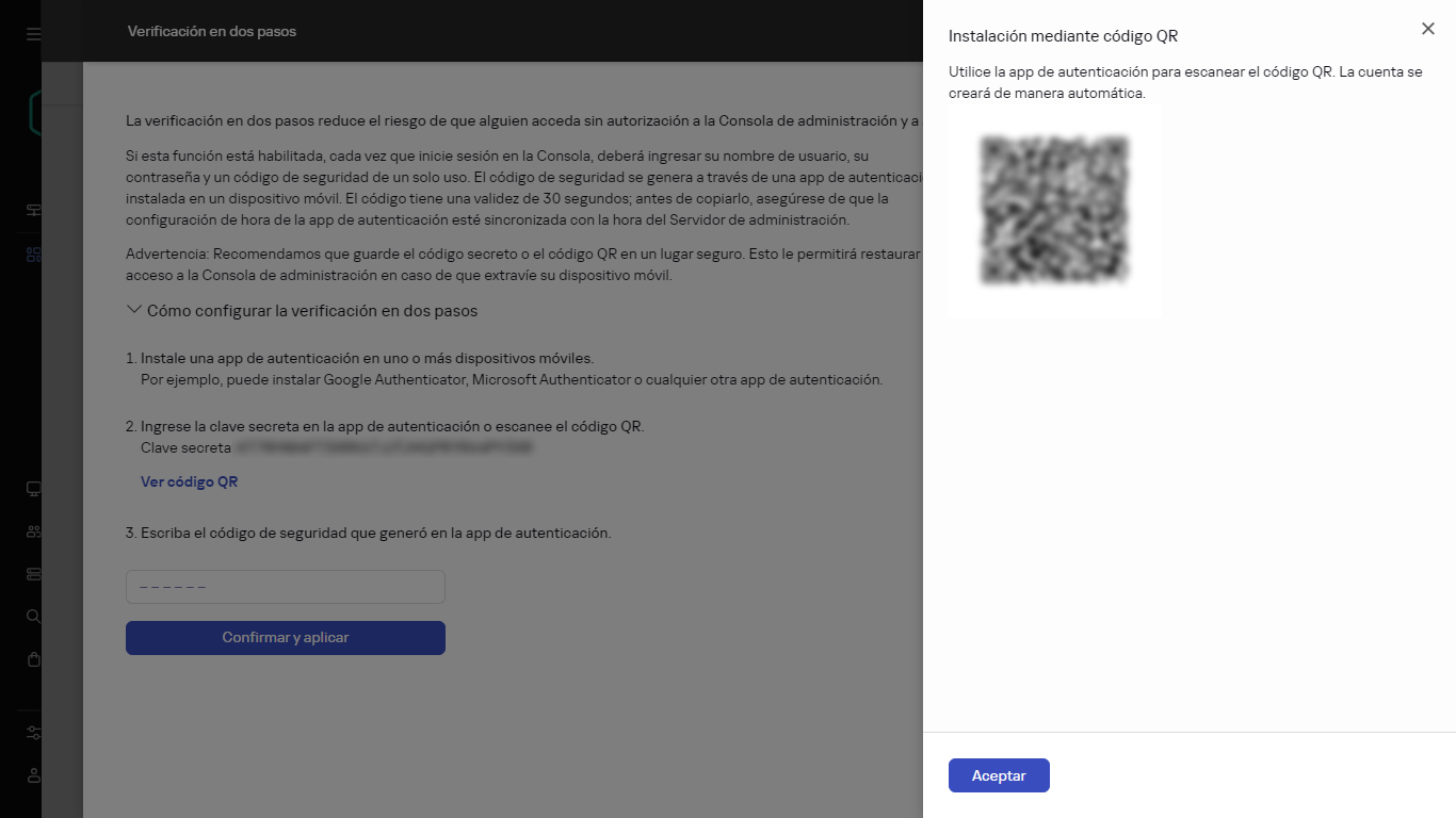 Usar código QR para la verificación.