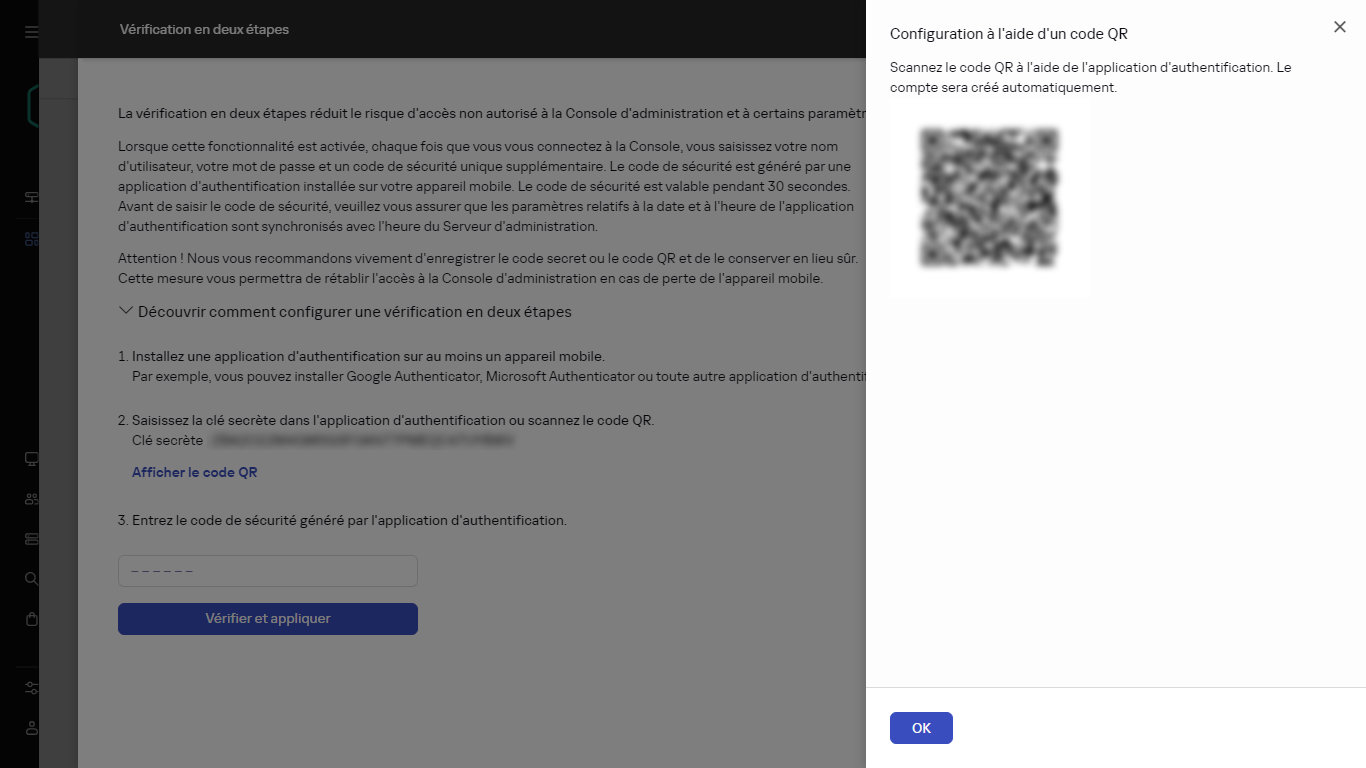 Utilisation du code QR pour la vérification.