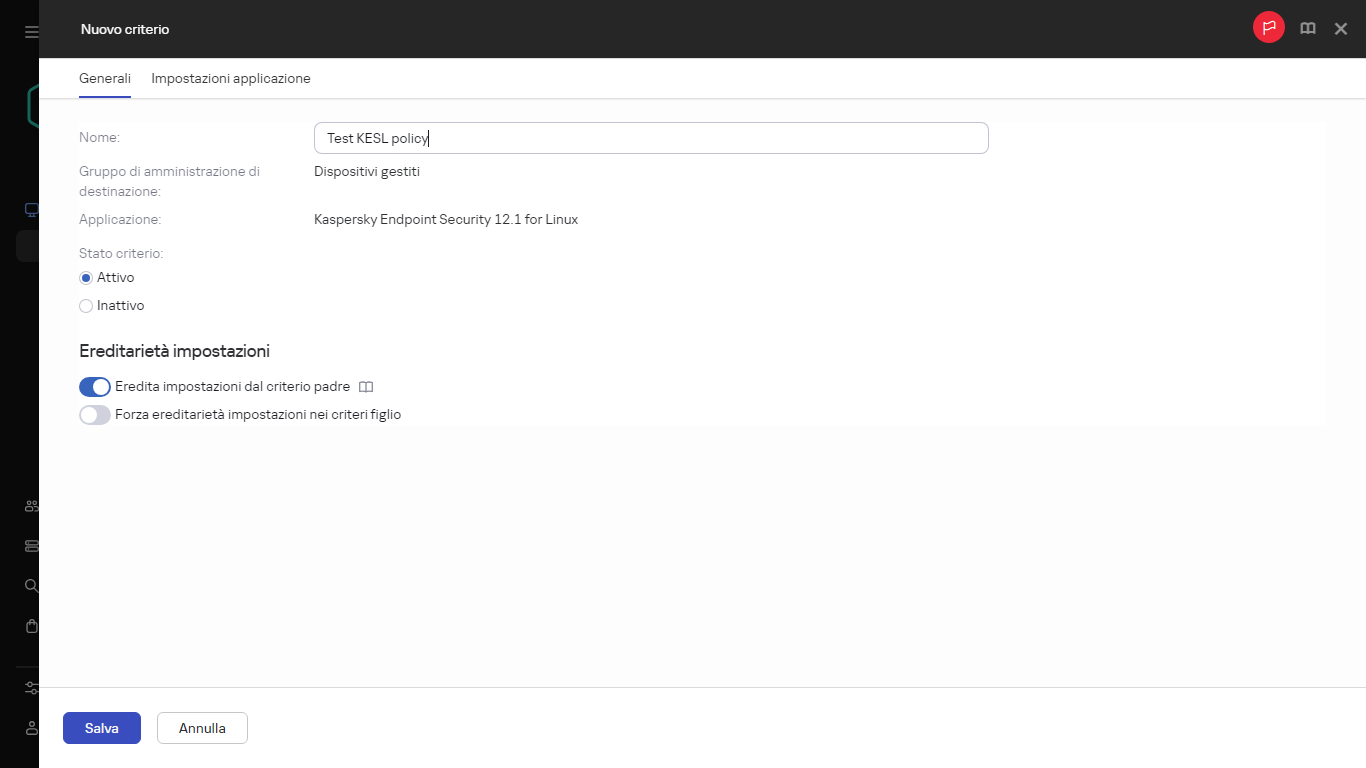 Nuove impostazioni dei criteri