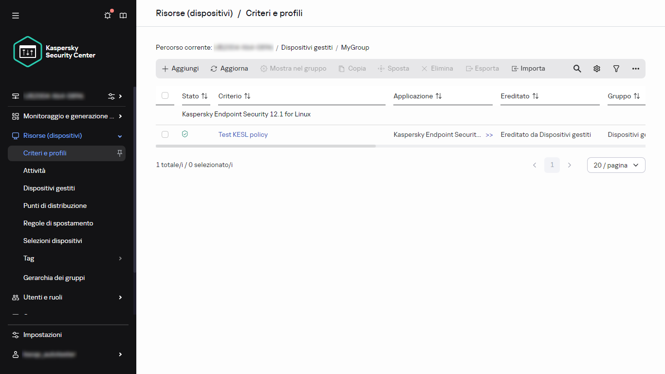 Nodo criterio in Criteri e profili