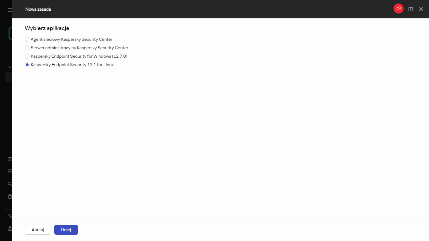 Kreator tworzenia zasad. Krok dodawania zasad.