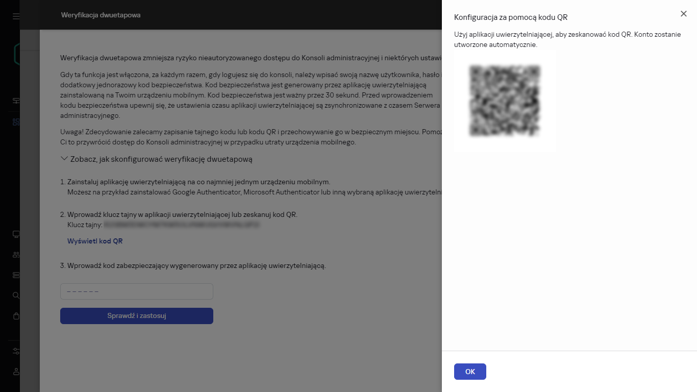 Weryfikacja za pomocą unikalnego kodu QR.