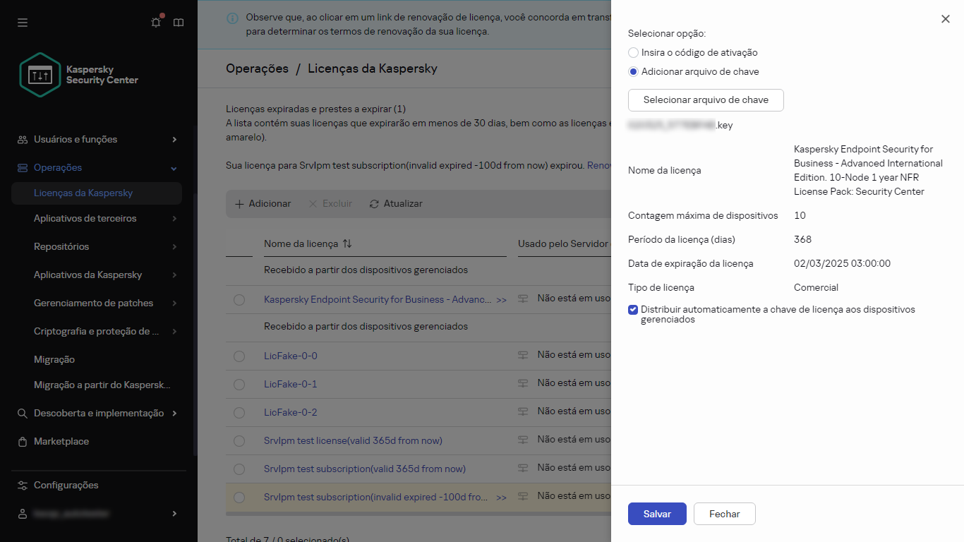 Adicionar um arquivo de chave.