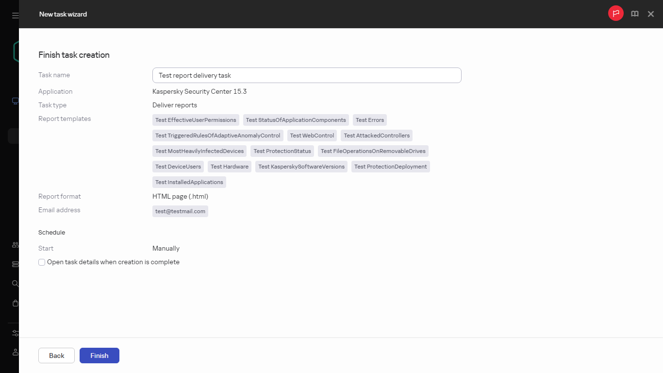 Completion of the Create delivery task creation.