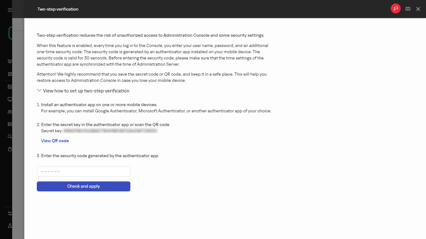 The two-step verification window.