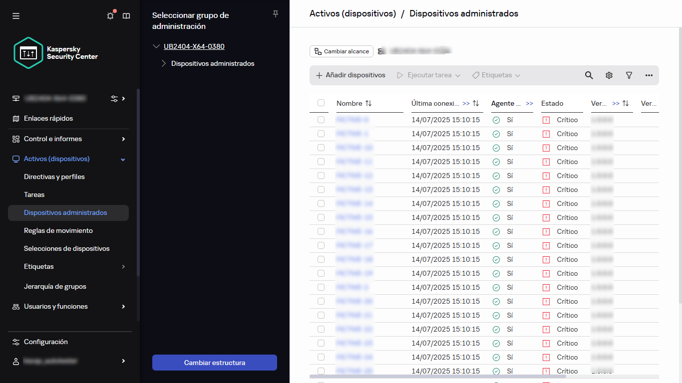 Seleccionar el grupo de administración.