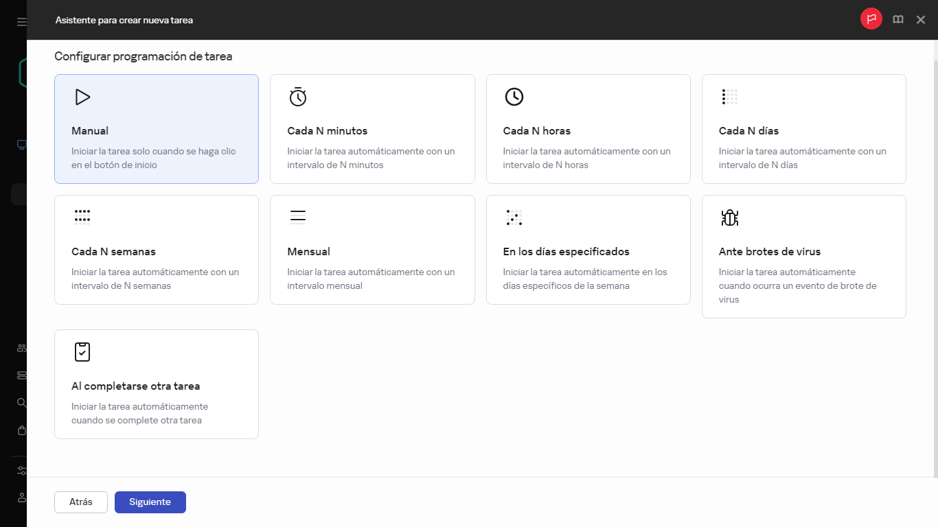 Configurar la programación de tarea