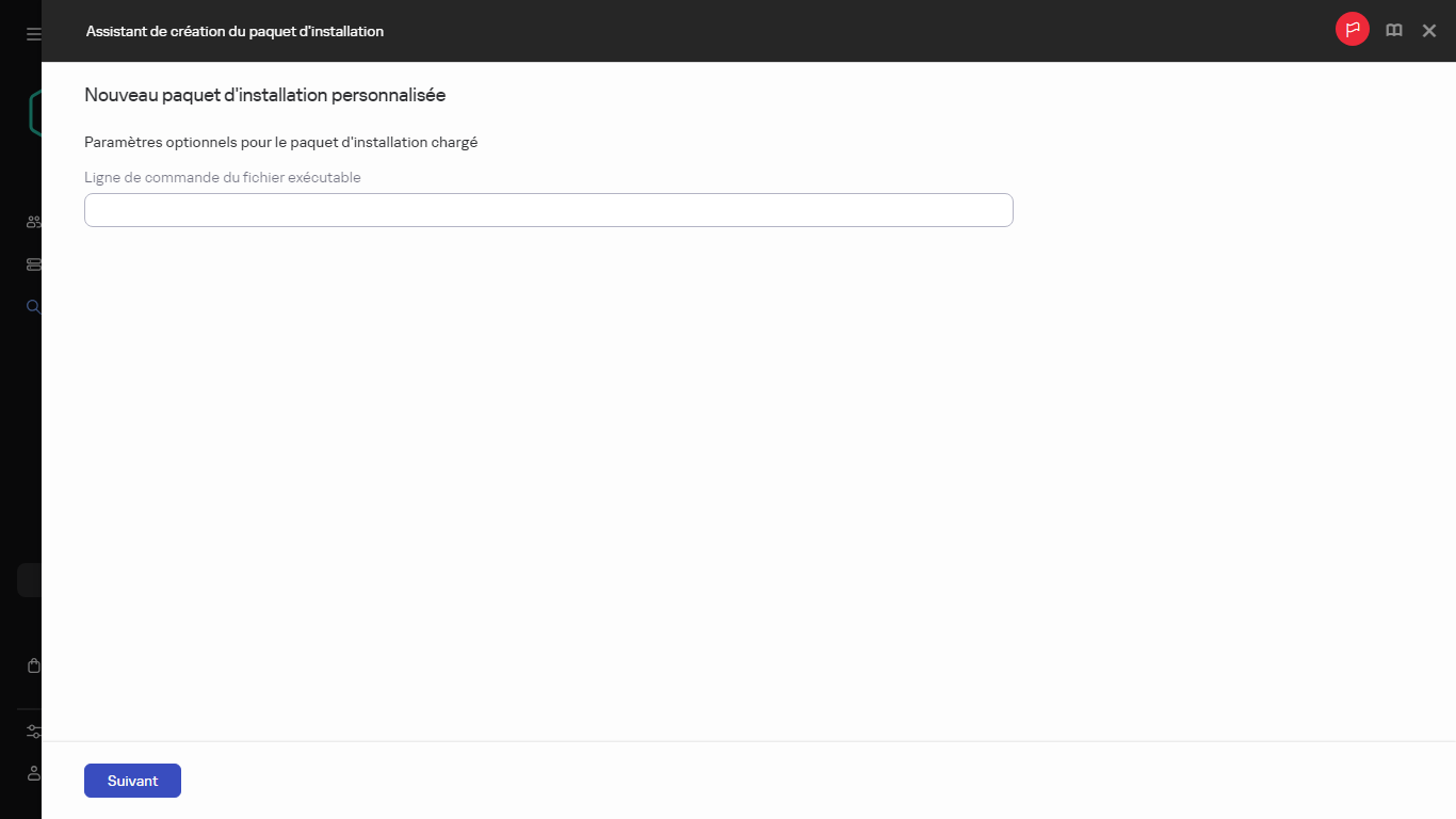 Paramètres facultatifs d'un nouveau paquet d'installation.
