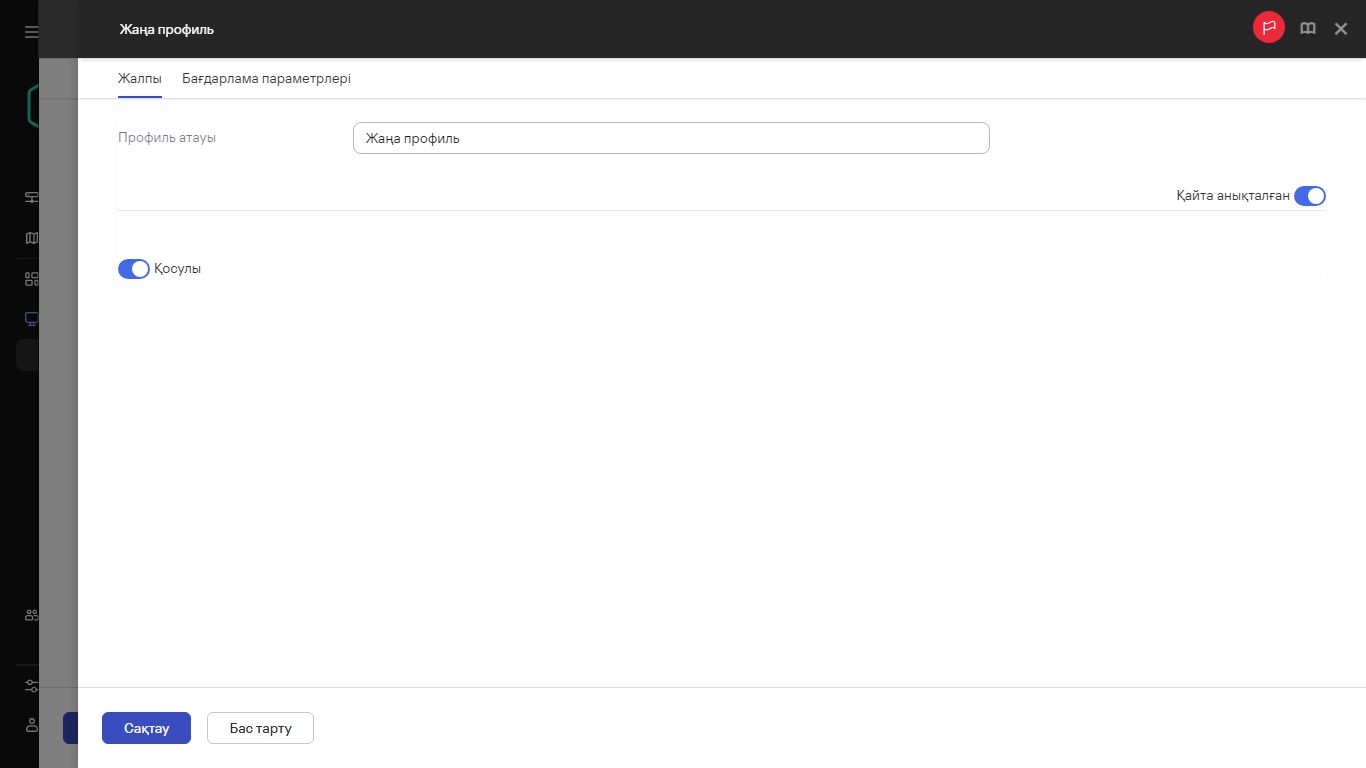 "Жалпы" қойындысында жаңа саясат профилінің атауын көрсету.