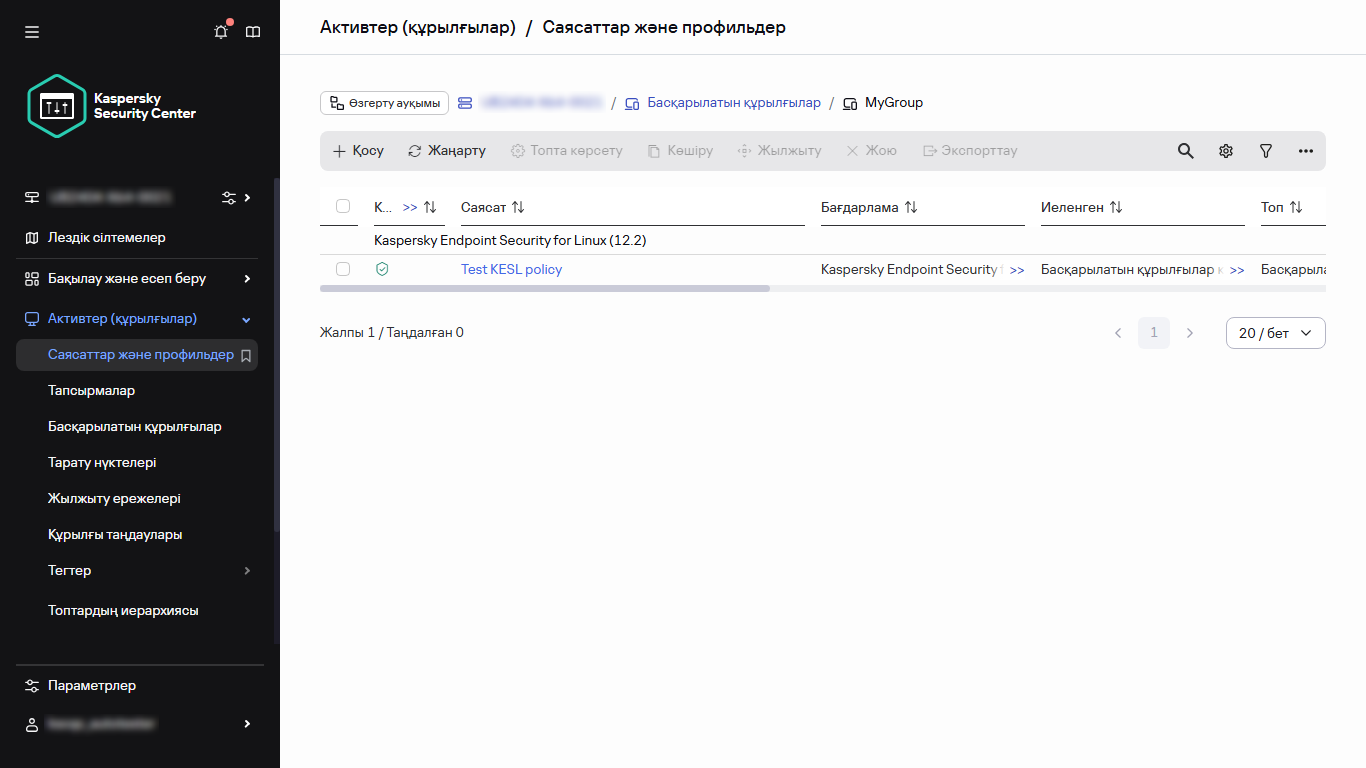 Саясаттар мен профильдердегі саясат түйіні.