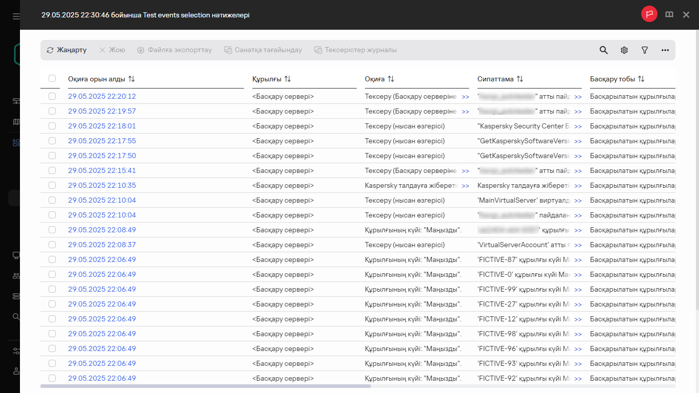 Оқиғалар таңдауы нәтижесі.