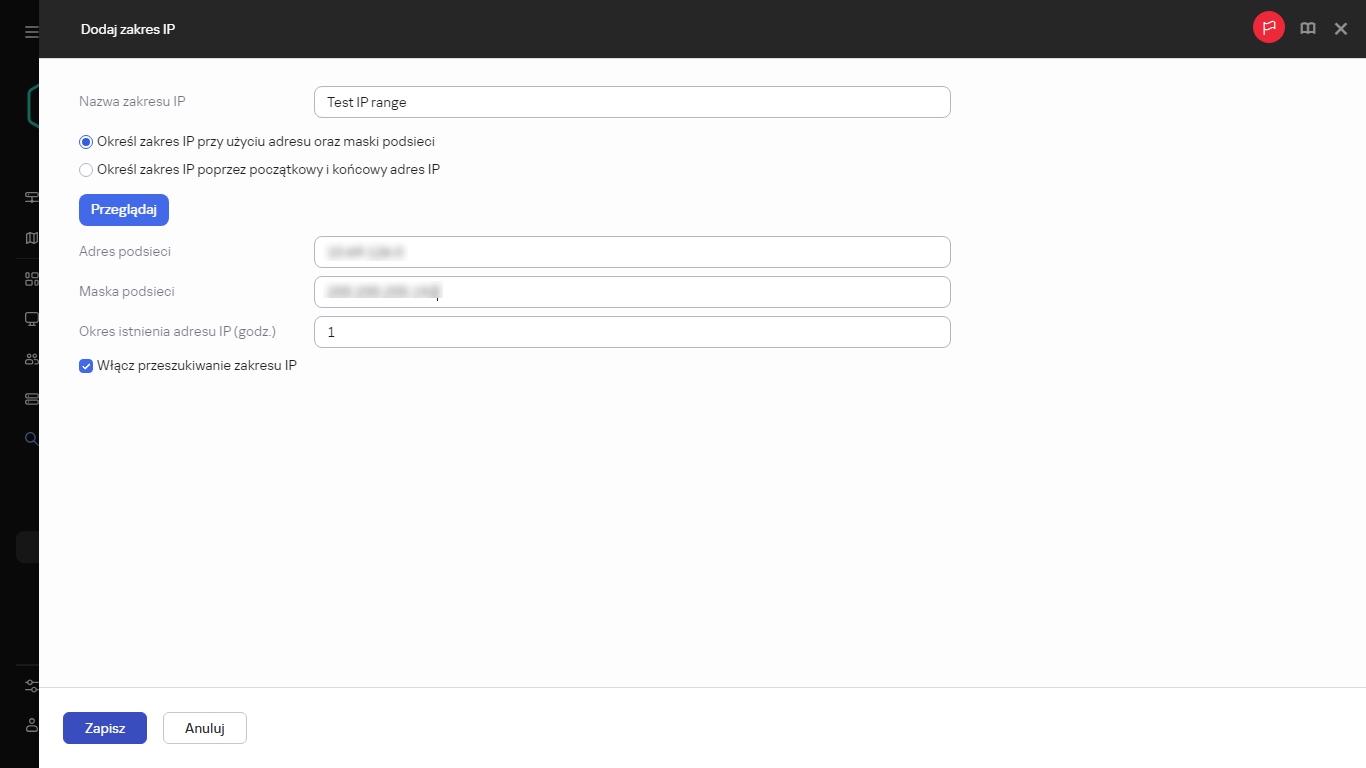 Określanie nowego zakresu IP.