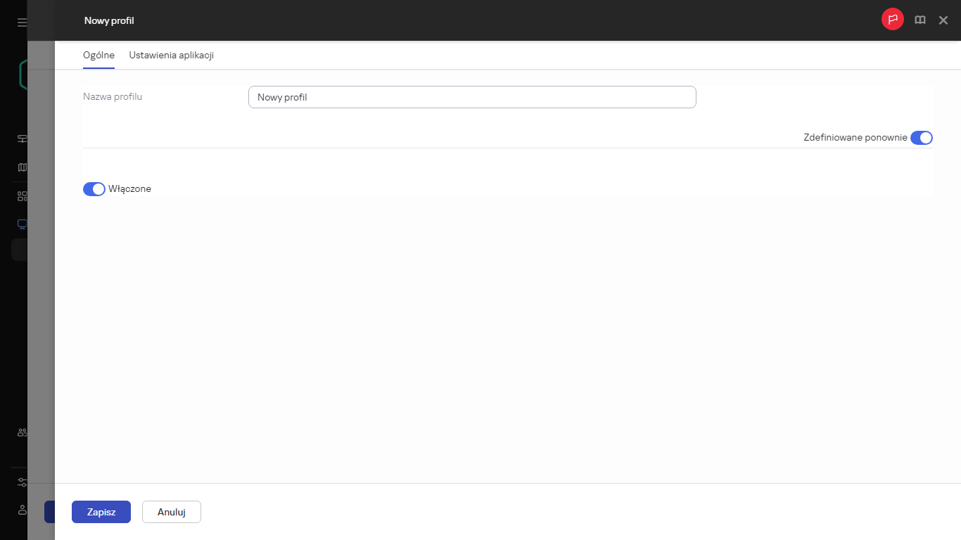Określanie nazwy nowego profilu zasad na karcie Ogólne.