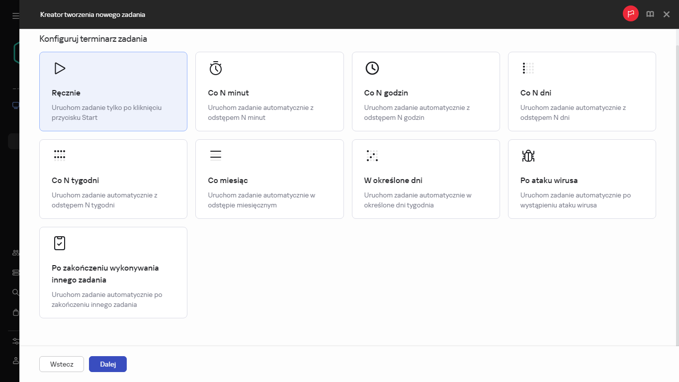 Konfigurowanie terminarza zadania.