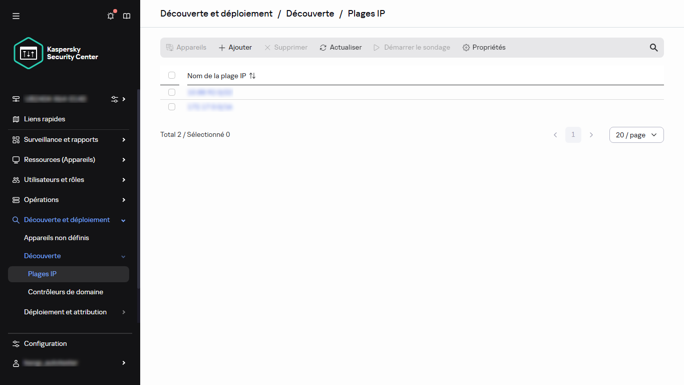 Liste des plages IP.