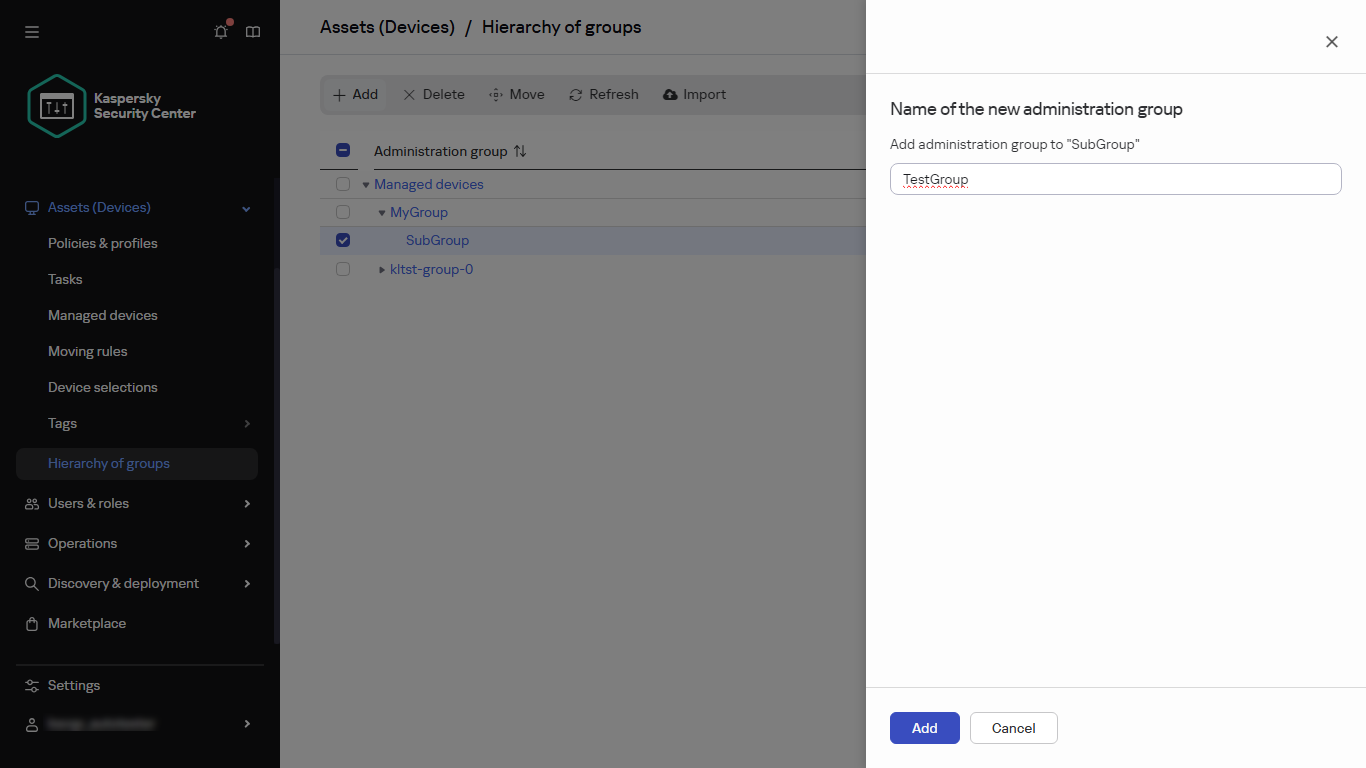 Adding a new group panel.