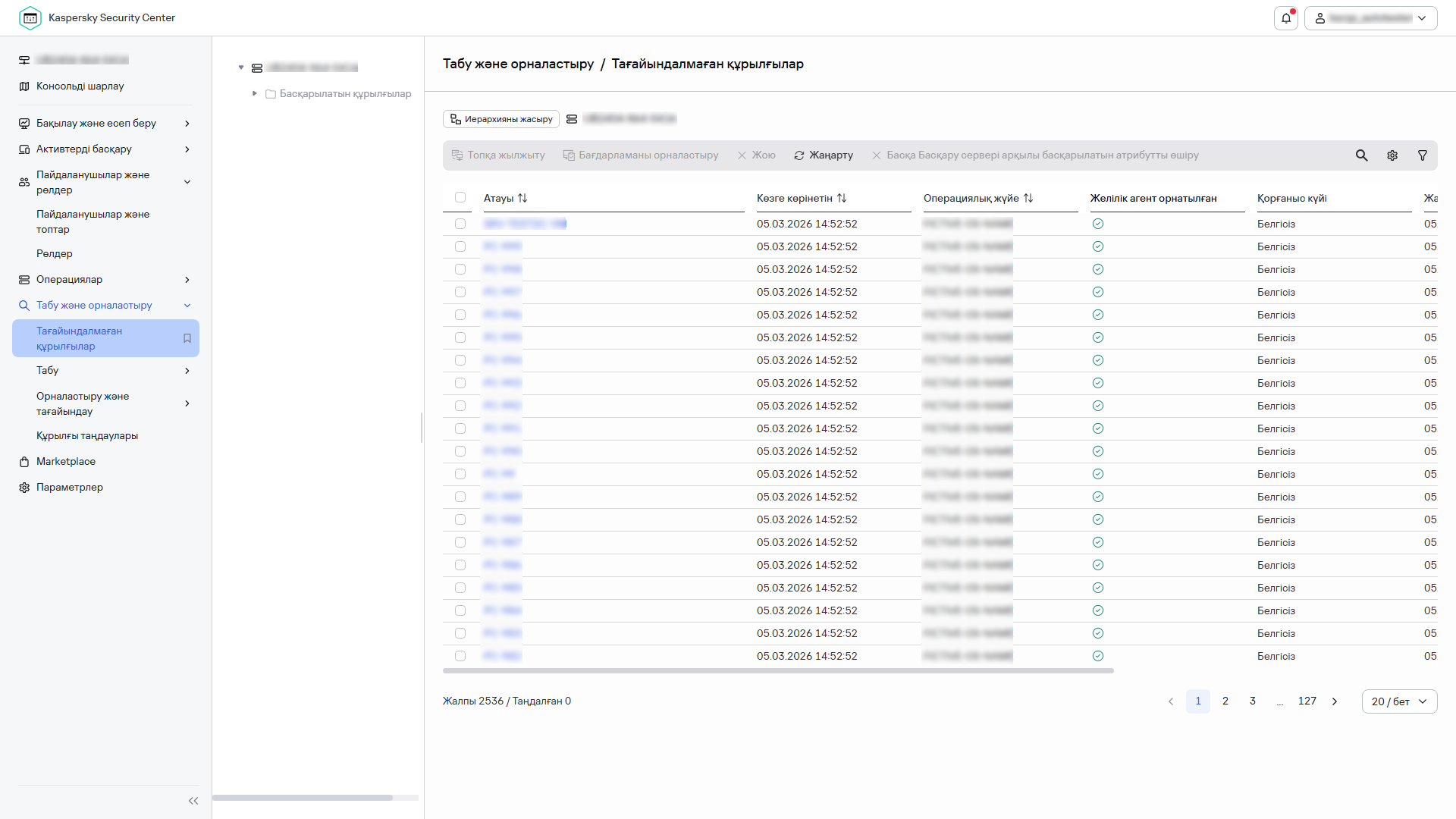 Табу&орналастырудағы тағайындалмаған құрылғылар бөлімі.