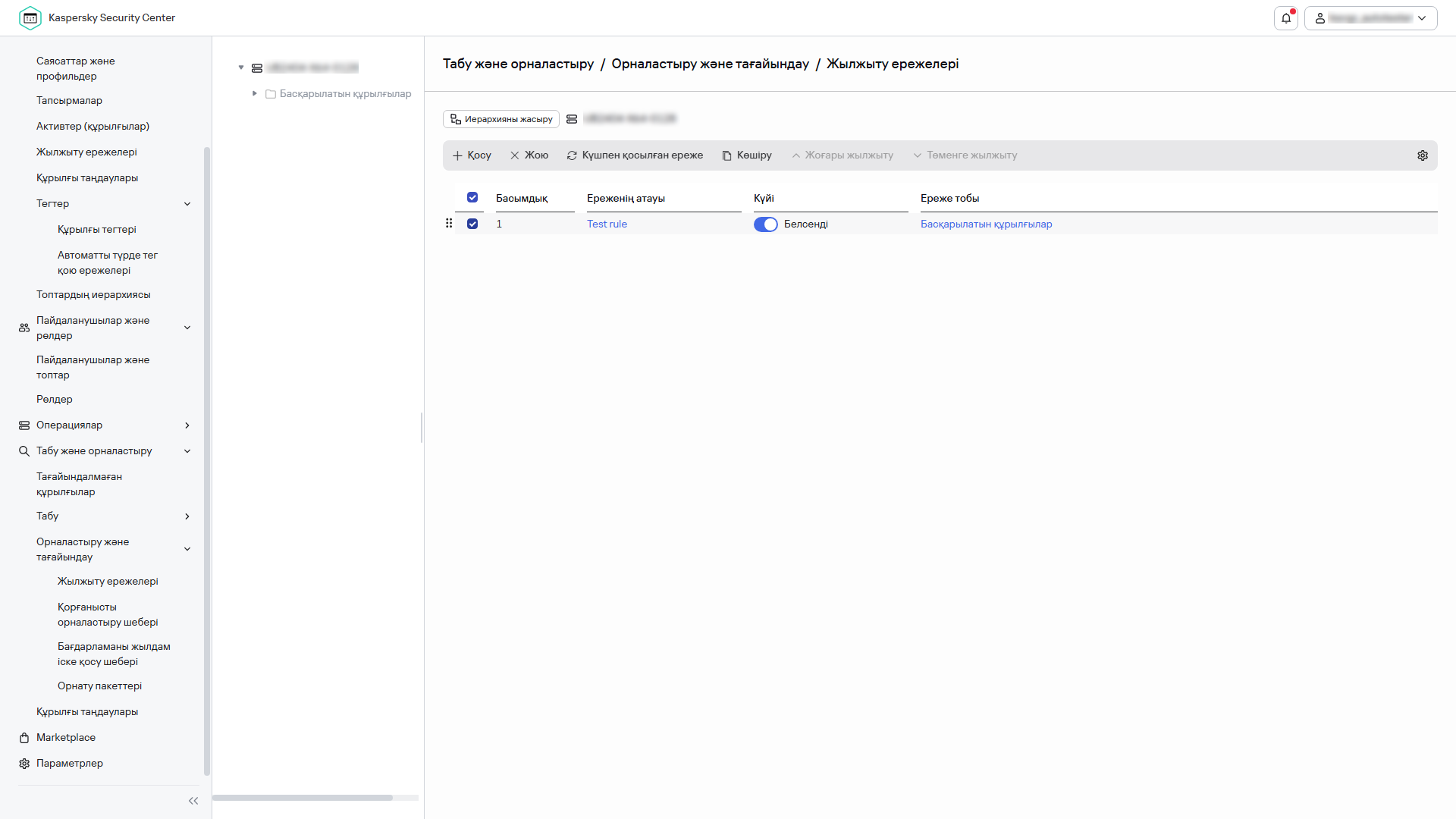 Жылжыту ережелері бөліміндегі таңдалған қатар.