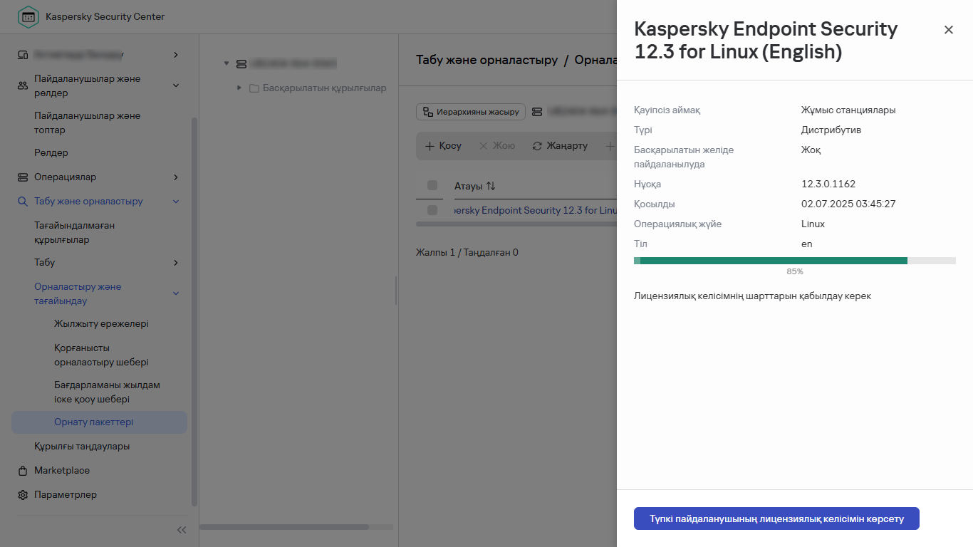 EULA қабылдау қадамында орнату пакетін жүктеп алу терезесі.