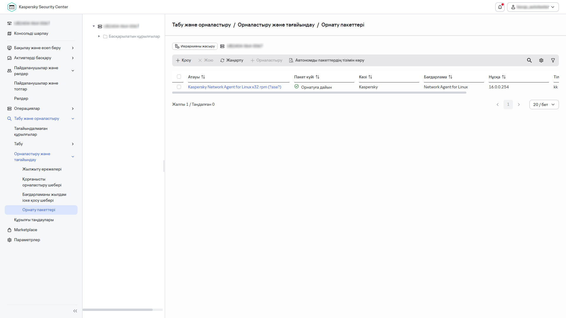 Орнату пакеттерінің тізімі.