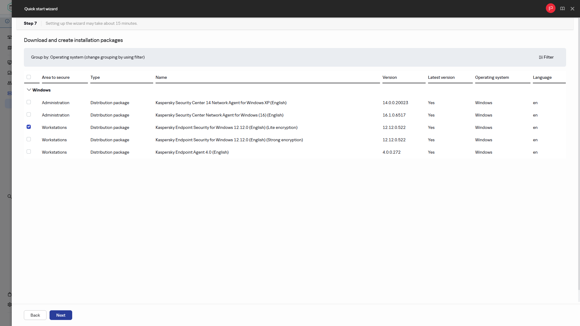 Жылдам іске қосу шеберінің қадамы – орнату пакеттерін жасау.