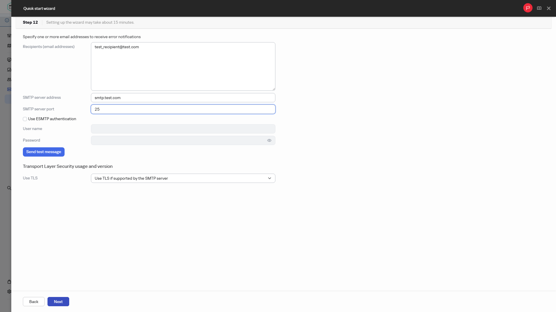 Жылдам іске қосу шеберінің қадамы – хабарландыруларды электрондық пошта арқылы жіберу.
