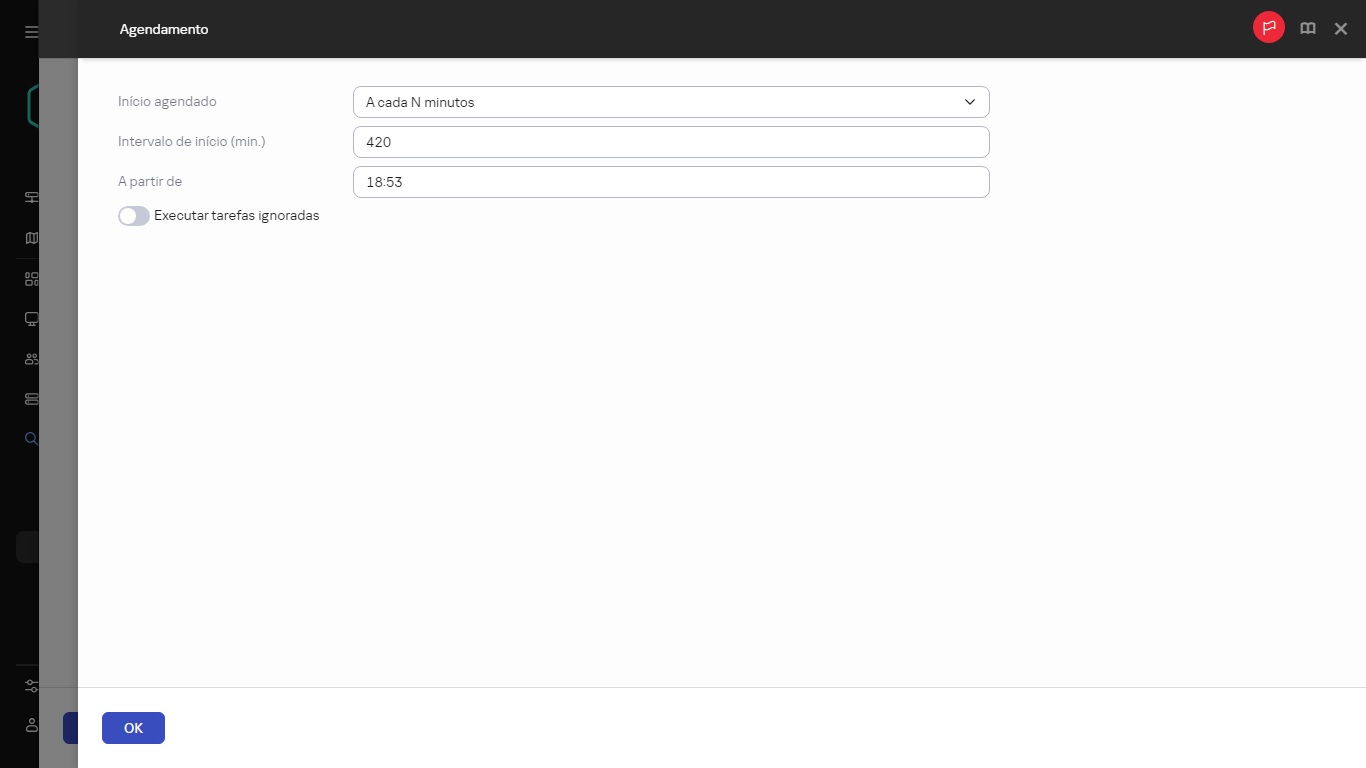 Propriedades de agendamento.