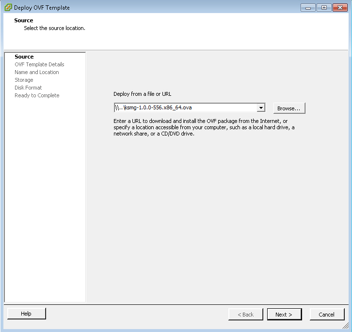 Selecting a template to deploy