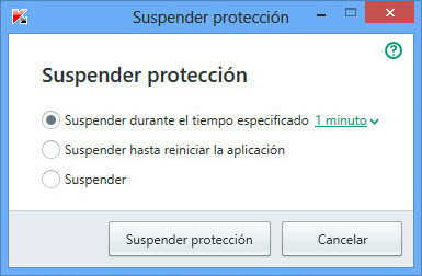 Suspensión de la protección