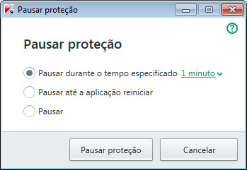 Colocar a proteção em pausa
