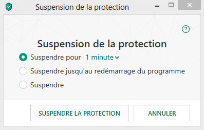 Suspension de la protection