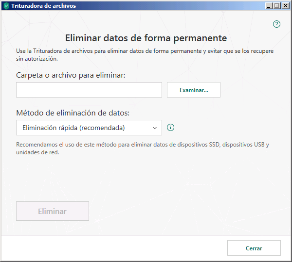 Ventana Trituradora de archivos