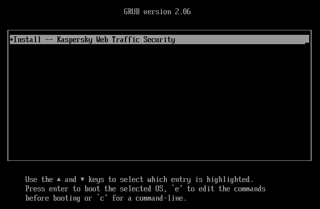 A captura de tela mostra a janela para selecionar a instalação do Kaspersky Web Traffic Security.
