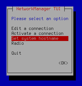 A captura de tela mostra a janela de seleção de configurações de rede.