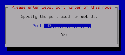 A captura de tela mostra a janela para inserir o número da porta para a interface da web.
