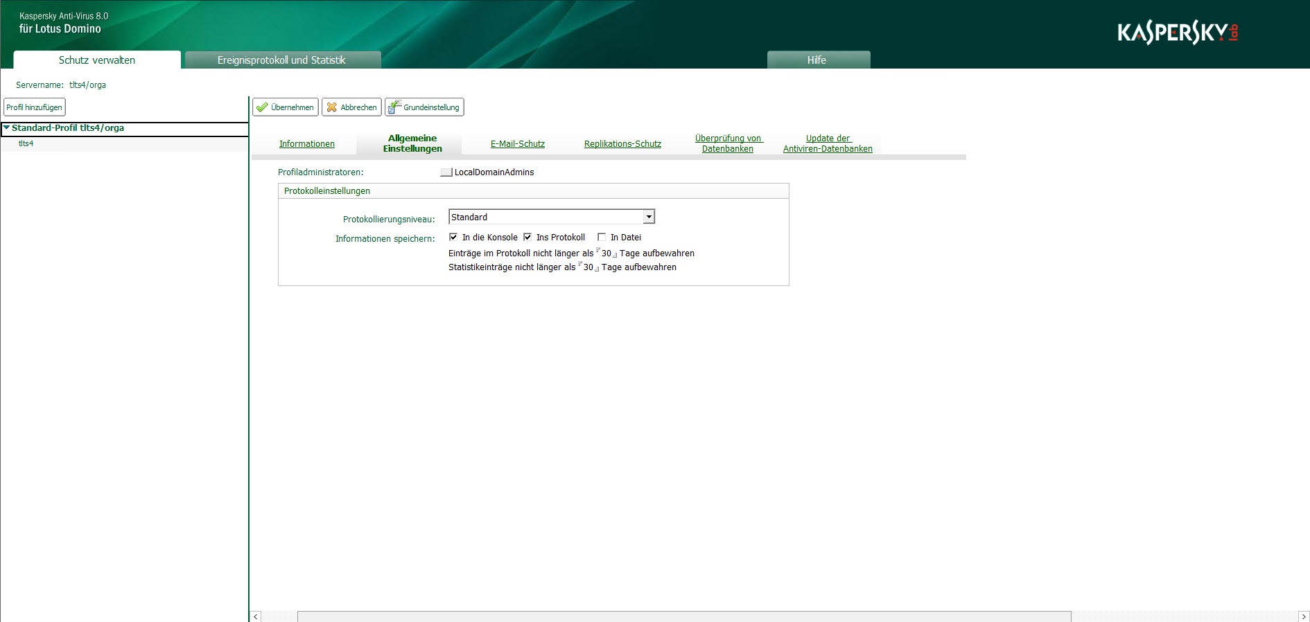 Anpassen der Speicherdauer für statistische Informationen