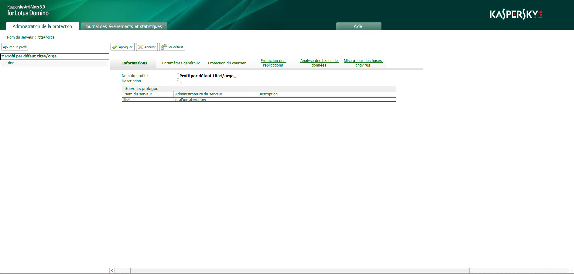 Configuration des paramètres du profil