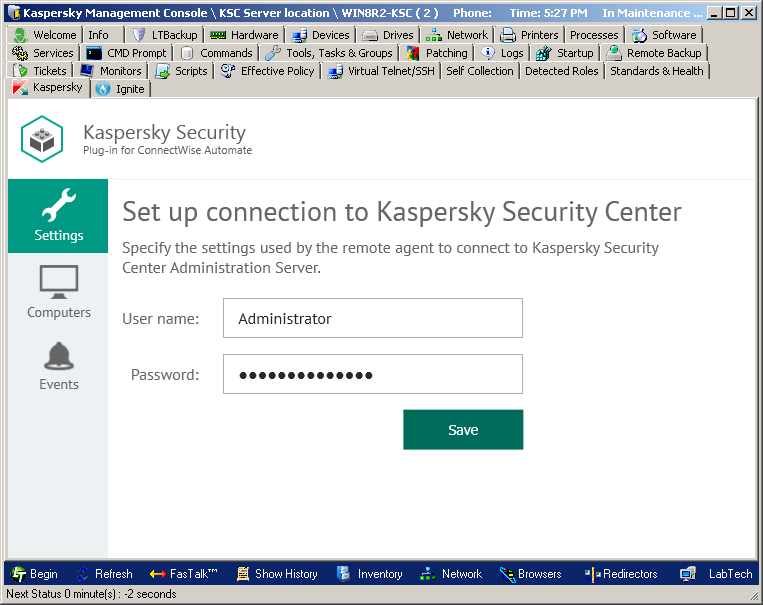How many client computers can you connect to a single Kaspersky Security Center administration server?