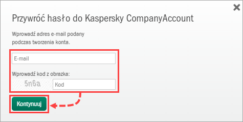 Odzyskiwanie hasła w Kaspersky CompanyAccount