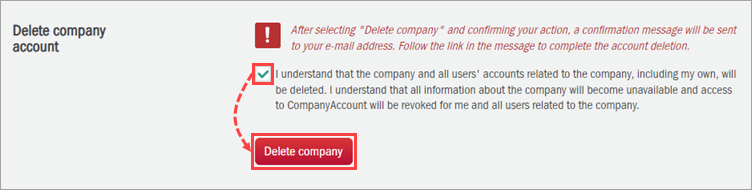 Deleting the company account in Kaspersky CompanyAccount